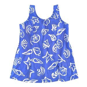 Vintage Seashell Print Tankini Swim Top
